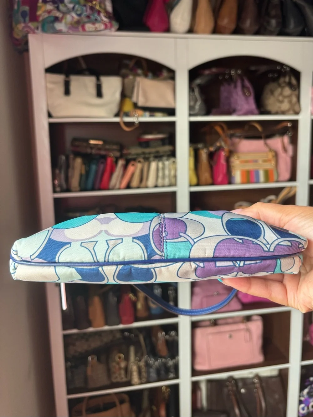 COACH Ashley Scarf Print Wristlet Mini Bag - Picture 9 of 13